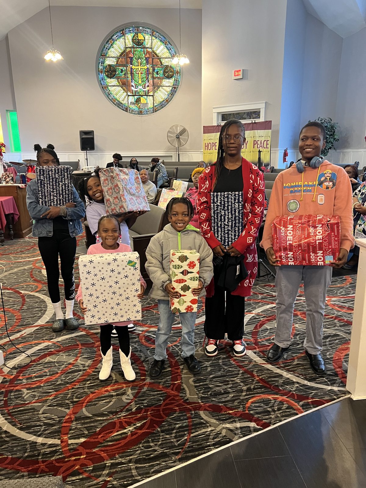 Children and families at a church outreach event